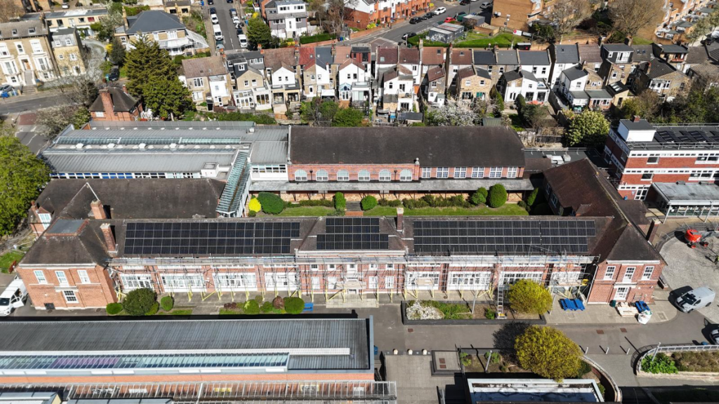 aerial photo of school roof