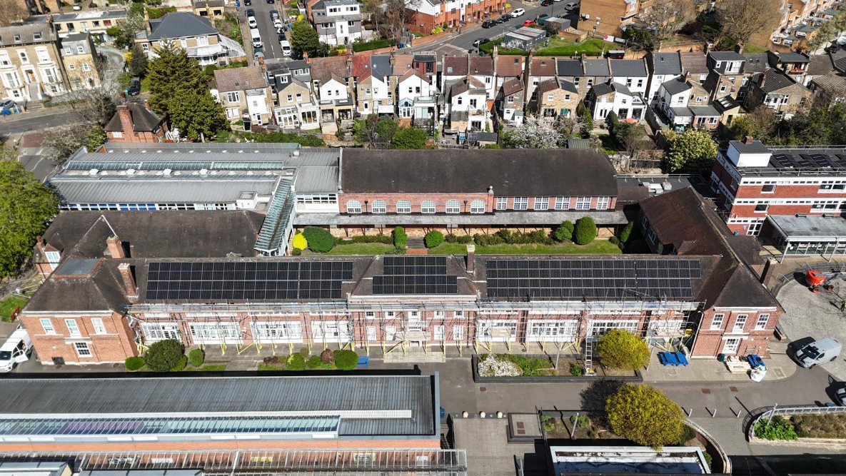 aerial photo of school roof